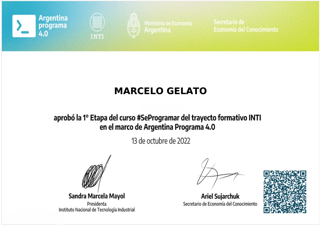 certificado de seProgramar