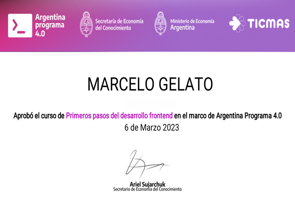 certificado desarrollo frontend